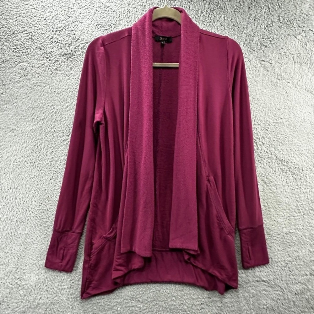 Quince Women's Small Berry Pink Modal Spandex Shawl Collar Open Front Cardigan